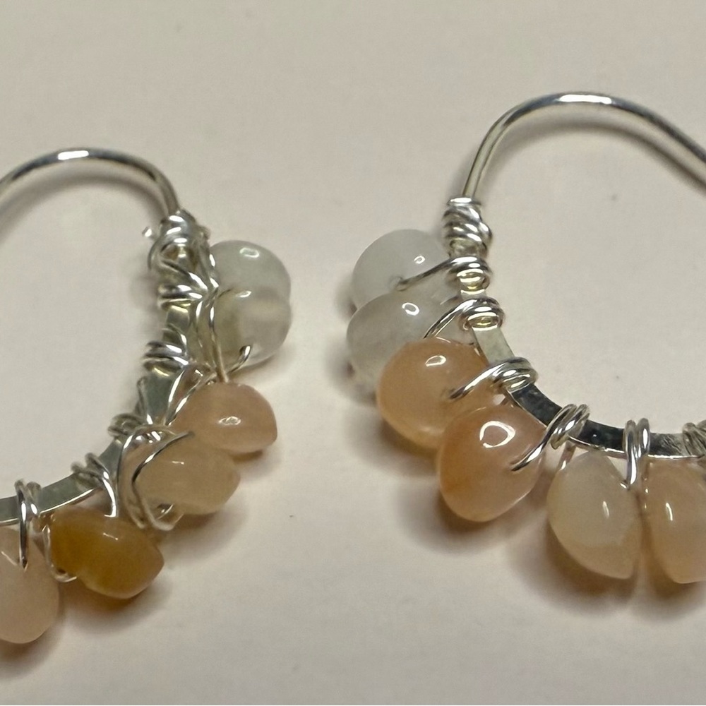 Hand Crafted Wire Wrapped Earrings in Neutral Colors - Picture 3 of 5
